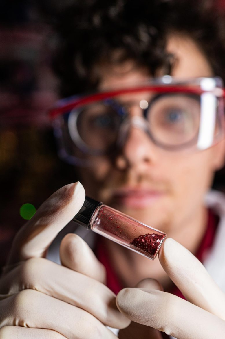 Isaac Metcalf Holding Perovskite Sample