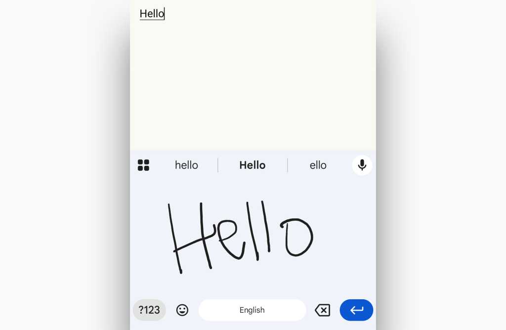 gboard correctly interpreting scrawled hello