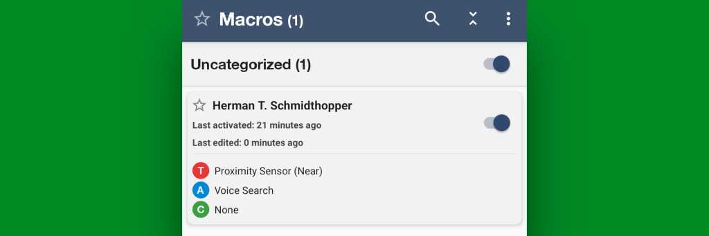Android air gestures: MacroDroid macro