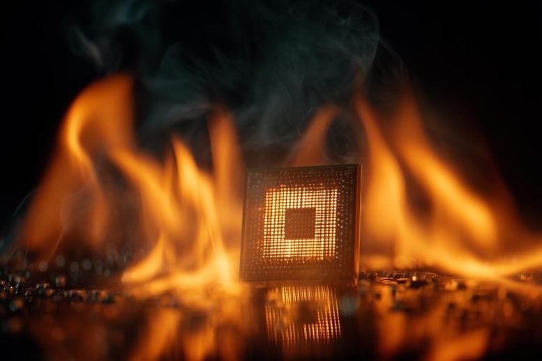 Hot Fire Computer Memory Chip