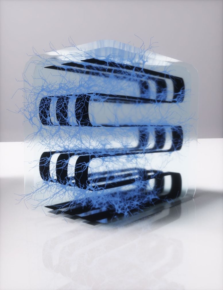Artist Rendering of Princeton Fu 3D Biocomputing Network