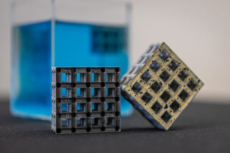 Polyurethane Filled Titanium Lattice Cube Cross Sections